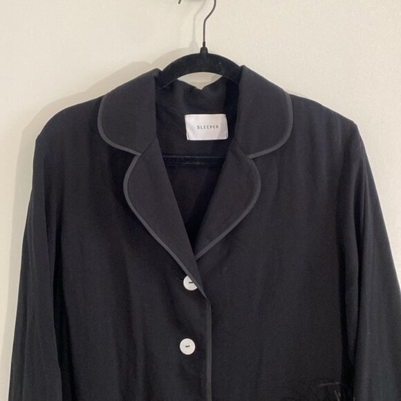 Sleeper Party Pajamas Long Sleeve Button Down Top with Feathers in Black Large - Picture 2 of 9